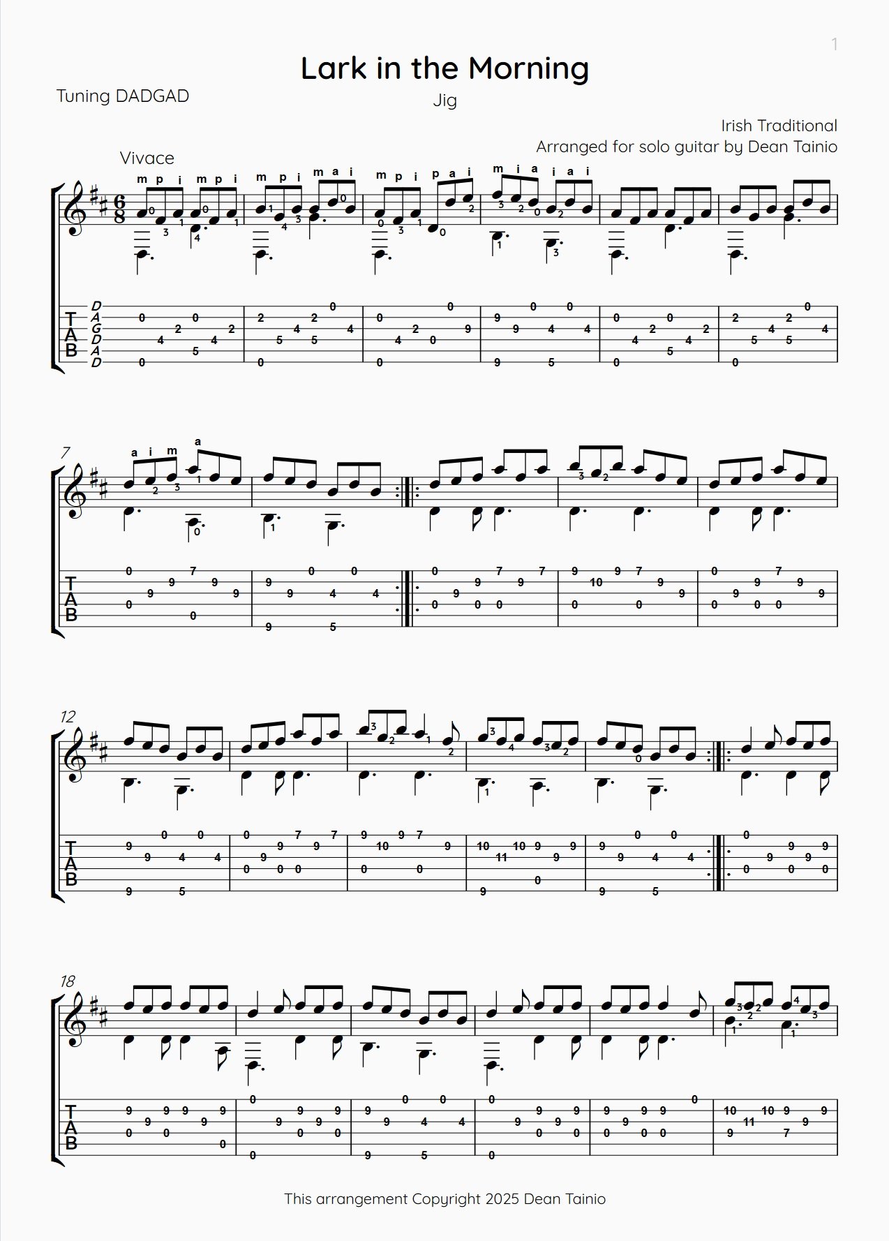 Lark in the Morning Sheet Music Page 1